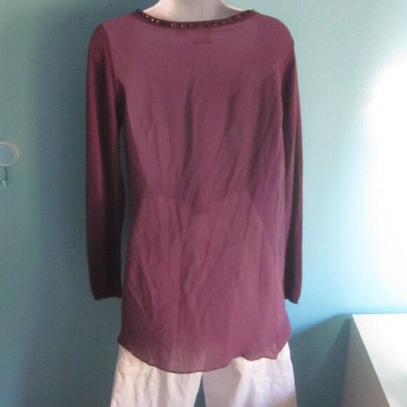 Zero Degrees Celsius Womens Size S Silk Knit Top Purple Jeweled Scoop Neckline - Picture 11 of 11